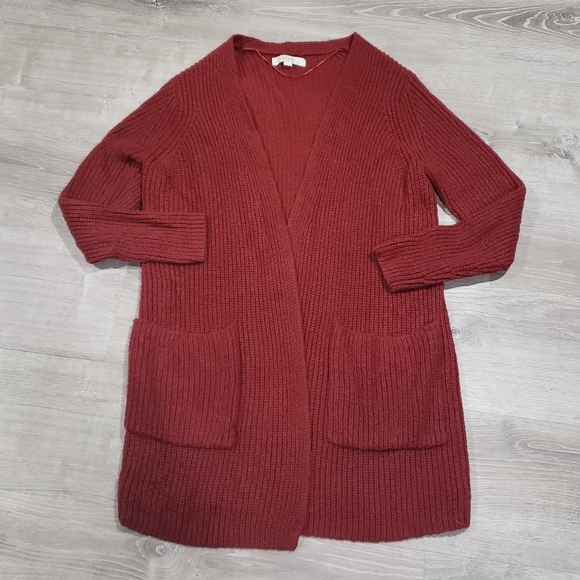 LOFT Sweaters - Cardigan Sweater Ann Taylor Loft Red Cardigan